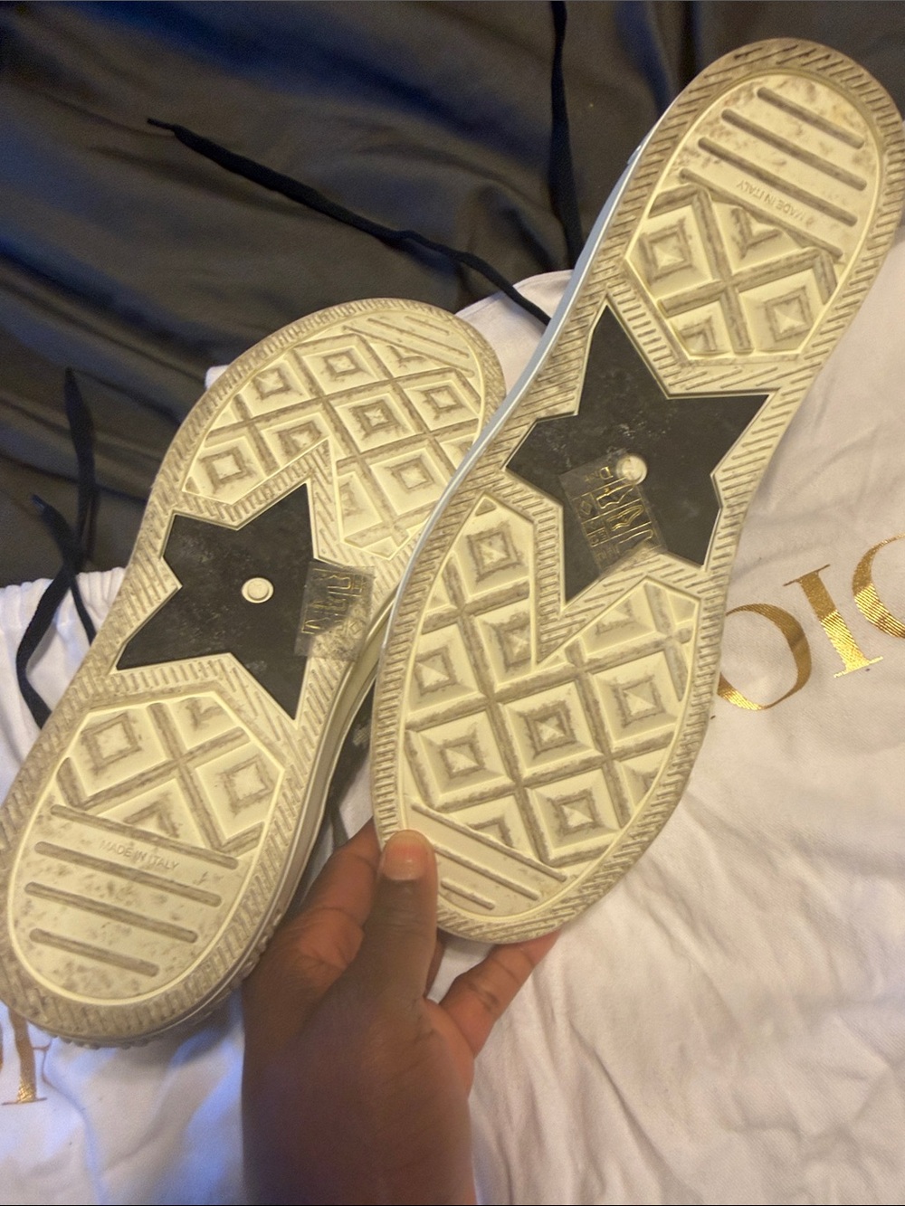 Dior Black and Cream Oblique Canvas High-Top Sneakers - Picture 4 of 11